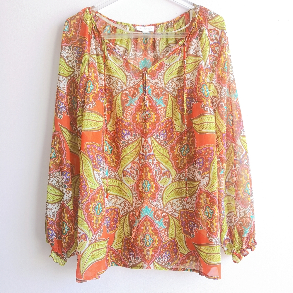 CHARTER CLUB Paisley Floral Peasant Blouse